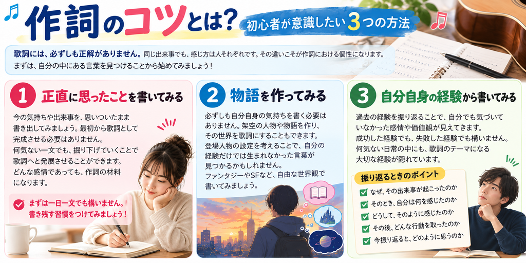 作詞のコツとは？初心者が意識したい3つの方法